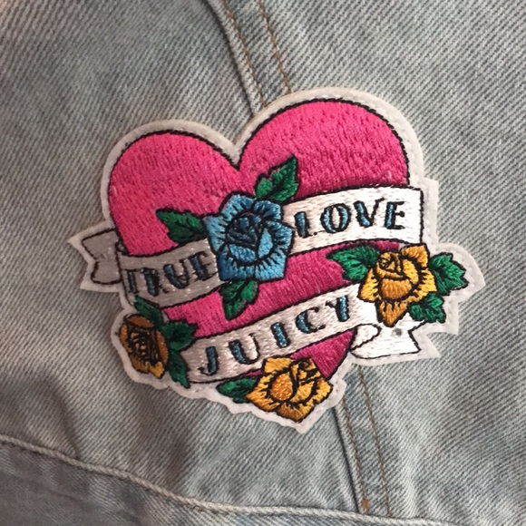 🆕 Juicy Couture Tattoo Patch Denim Jacket L - Picture 7 of 13